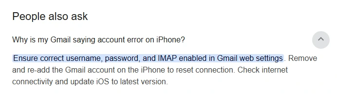 iphone android account error in mail
