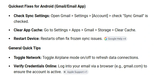 iphone android account error in mail
