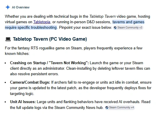 tabletop tavern problems solutions
